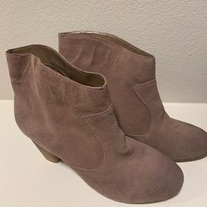 SOLD. Taupe suede booties